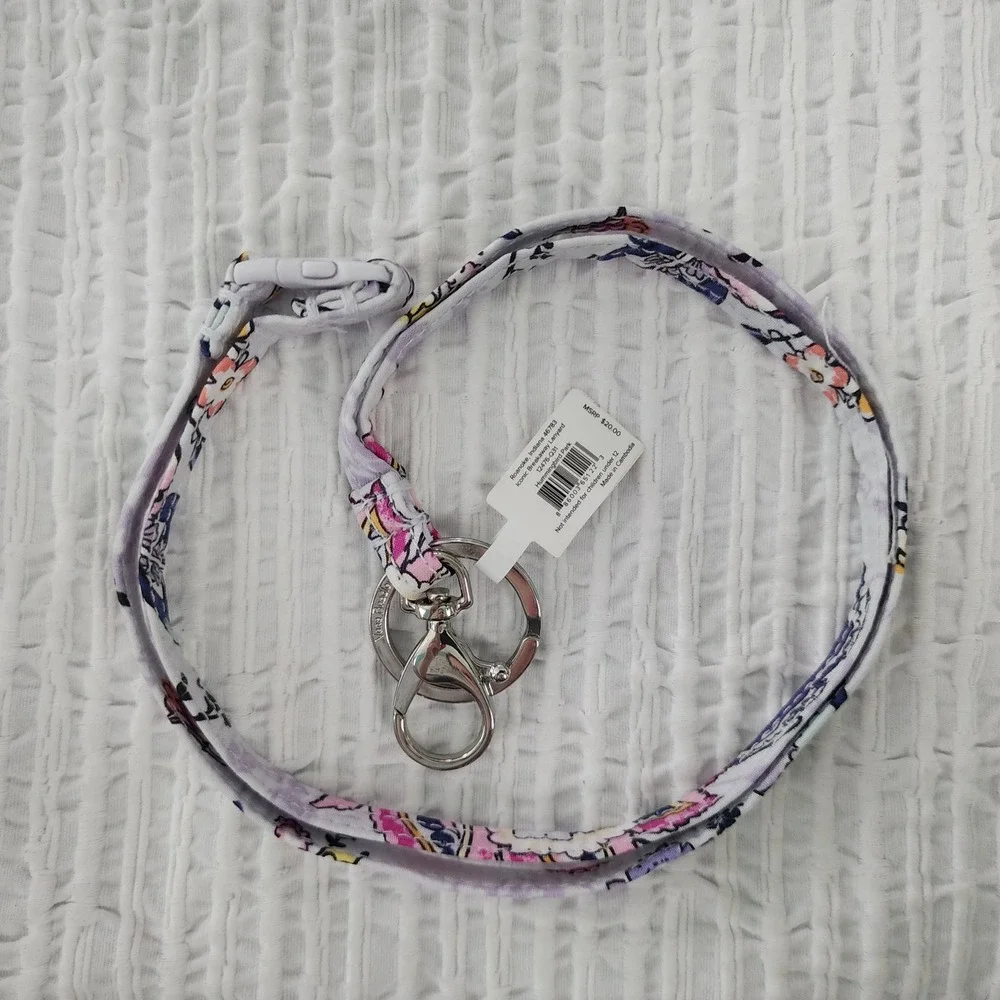 Vera Bradley Iconic Breakaway Lanyard Hummingbird Park Floral Purple 12476-Q31